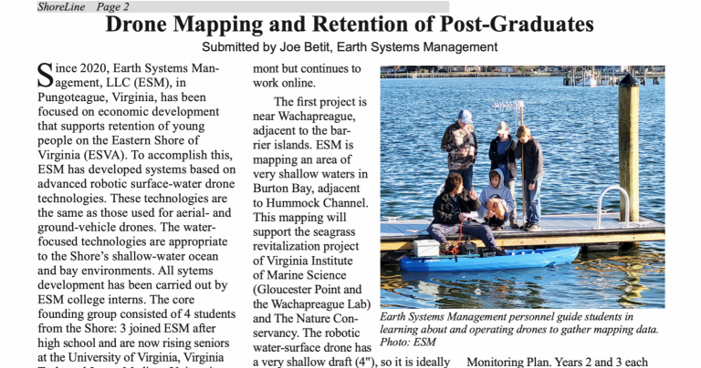 Drone Mapping and Retention of Post-Graduates Submitted by Joe Betit, Earth Systems Management